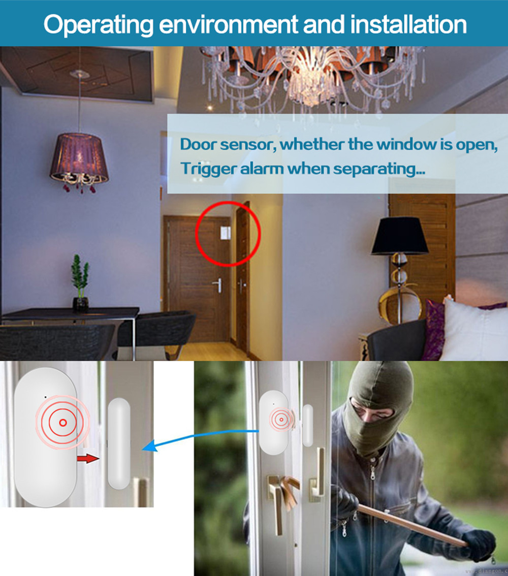 Window Door Sensor for All 433mhz Wireless Home Alarm Security Smart Gap Sensor to Detect Open Door
